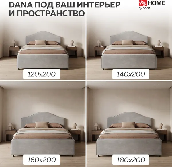 Изображение товара Полуторная кровать Sonit Dana 120x200 шенилл Eclipse (07 светло-серый)