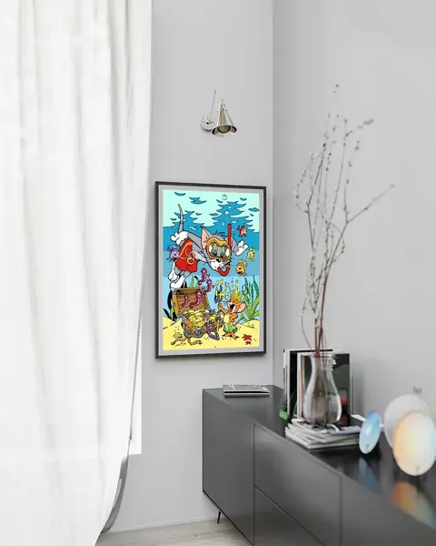 Изображение товара Картина по номерам PaintLine Том и Джерри. Подводный мир / PL-00185