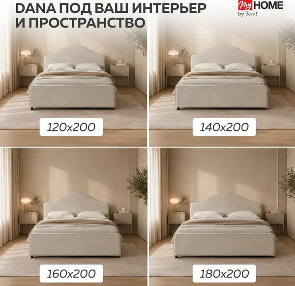 Изображение товара Полуторная кровать Sonit Dana 140x200 шенилл Eclipse (01 светло-бежевый)