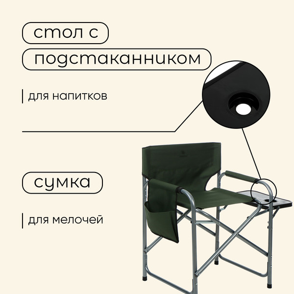 Изображение товара Кресло складное Maclay Со столом / 10218761 (зеленый)