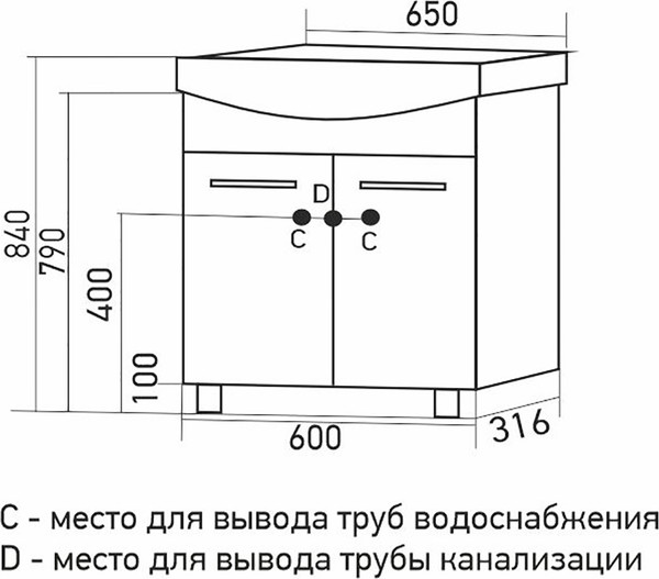 Изображение товара Тумба под умывальник Mixline Росток-65 553917