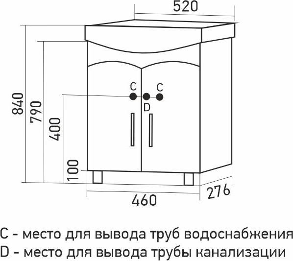 Изображение товара Тумба под умывальник Mixline Формат-52 556888