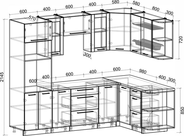 Изображение товара Кухонный гарнитур Интерлиния Мила Пластик 1.68x2.6 PR (туманный глянец/туманный глянец/дуб бунратти)