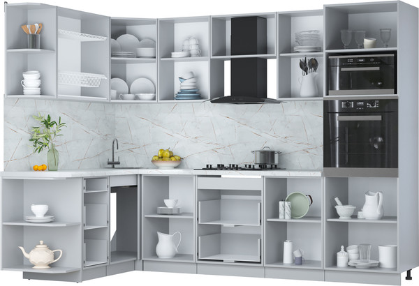 Изображение товара Кухонный гарнитур Интерлиния Мила Пластик 1.68x2.8 LV (дуб эпоксид/туманный глянец/опал светлый)