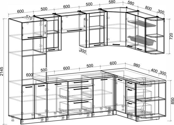 Изображение товара Кухонный гарнитур Интерлиния Мила Пластик 1.68x2.8 PR (туманный глянец/антрацит/бискайская сосна)