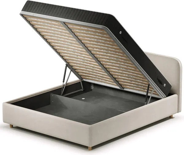Изображение товара Двуспальная кровать Sonit Mia 160x200 с ПМ шенилл Eclipse (01 светло-бежевый)