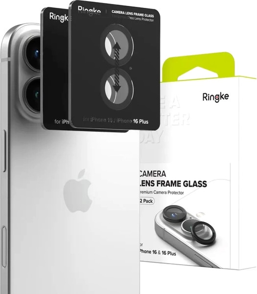 Изображение товара Защитное стекло для камеры телефона Ringke Camera Frame Protector для iPhone 16/16 Plus (2шт, черный)