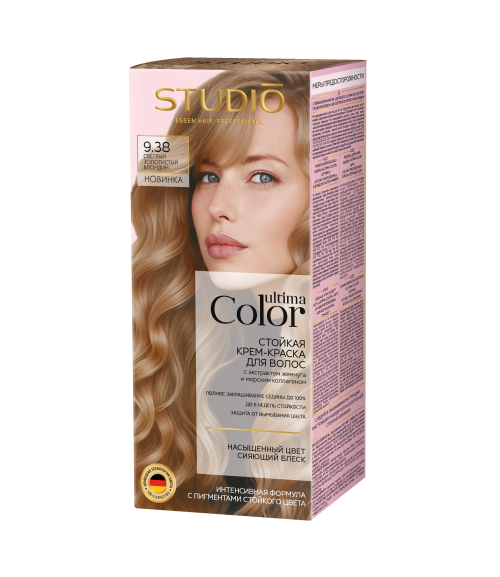 Изображение товара Крем-краска для волос Studio Professional Ultima Color тон 9.38 блондин светло-золотистый