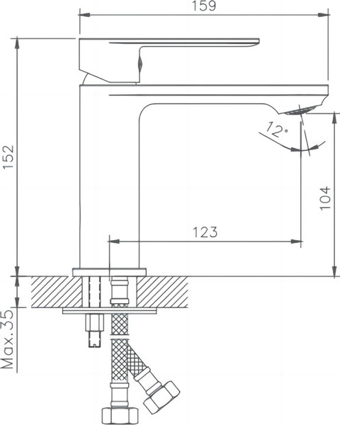 Изображение товара Умывальник со смесителем Lauter 21441A + Moon 21СК691BS + сифон 21635B + донный клапан 21190B (черный матовый)