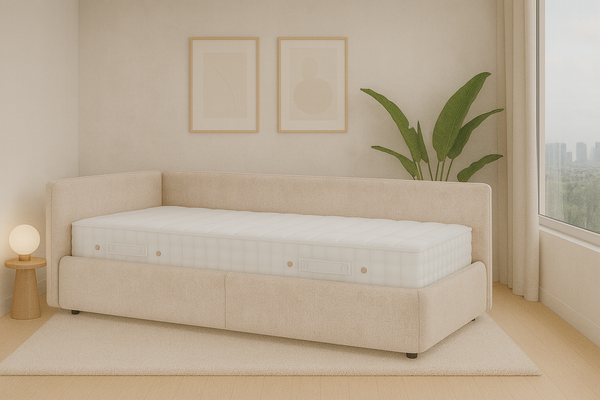 Изображение товара Кровать-тахта Sonit Nicole левый 90x200 велюр River (03 бежевый)