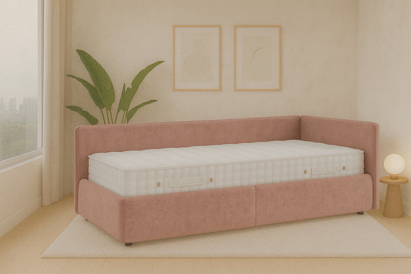 Изображение товара Кровать-тахта Sonit Nicole правый 90x200 велюр River (07 пыльная роза)