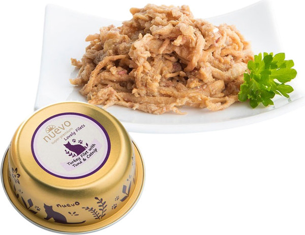 Изображение товара Влажный корм для кошек Nuevo С филе индейки, тунцом, кошачьей мятой и льняным маслом / 95306 (85г)