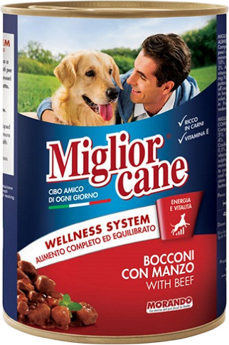 Изображение товара Влажный корм для собак Miglior Cane Кусочки с говядиной (405г)