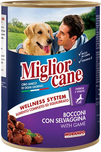 Изображение товара Влажный корм для собак Miglior Cane Кусочки с дичью (405г)