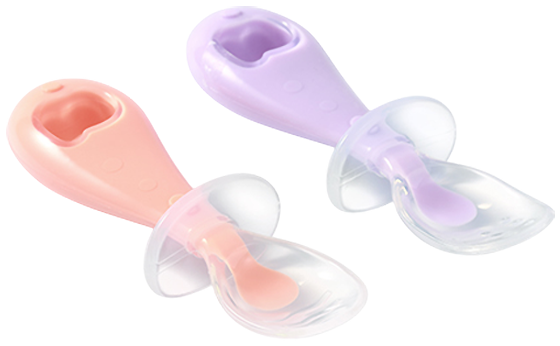 Изображение товара Набор столовых ложек для кормления BabyOno Силиконовые / 784/01 (2шт, розовый/сиреневый)