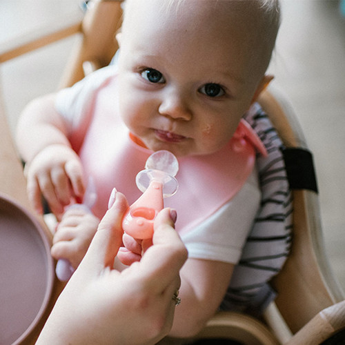 Изображение товара Набор столовых ложек для кормления BabyOno Силиконовые / 784/02 (2шт, серый/зеленый)