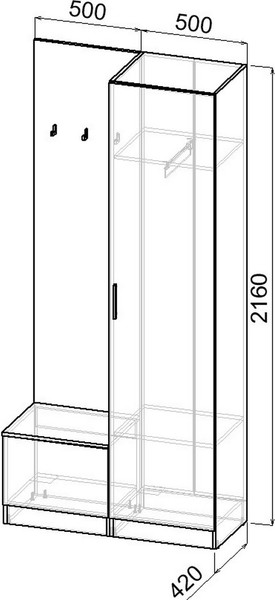 Изображение товара Секция в прихожую Интермебель Марсель-101 / МР 01-101 (шиншилла серая)