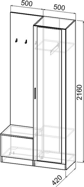 Изображение товара Секция в прихожую Интермебель Марсель-102 / МР 01-102 (шиншилла серая)