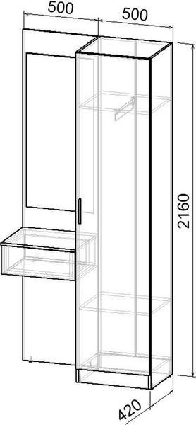Изображение товара Секция в прихожую Интермебель Марсель-103 / МР 01-103 (графит серый)