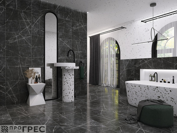 Изображение товара Плитка ProGres Marble Line NR0383 (600x600, темно-серый)