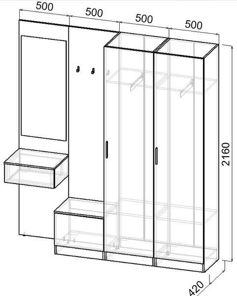 Изображение товара Секция в прихожую Интермебель Марсель-107 / МР 01-107 (кашемир)