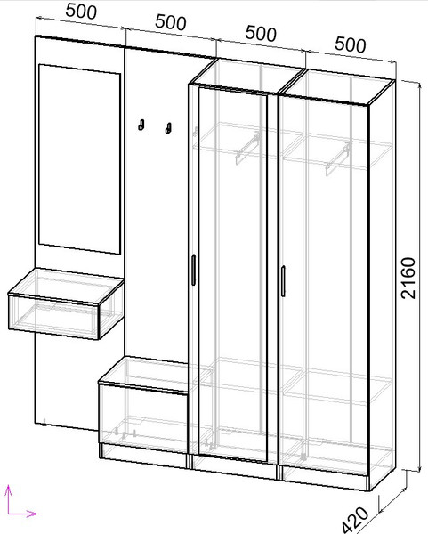 Изображение товара Секция в прихожую Интермебель Марсель-108 / МР 01-108 (белый премиум)