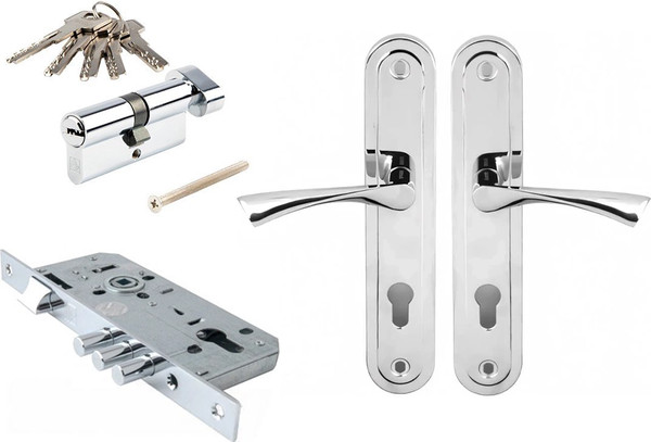 Изображение товара Комплект дверной фурнитуры Apecs HP-85.0423-CR под ключ (хром)