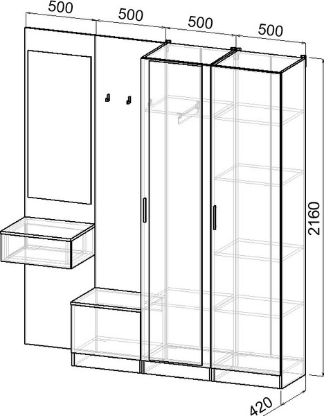 Изображение товара Секция в прихожую Интермебель Марсель-111 / МР 01-111 (белый премиум)