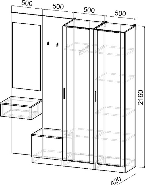 Изображение товара Секция в прихожую Интермебель Марсель-112 / МР 01-112 (графит серый)