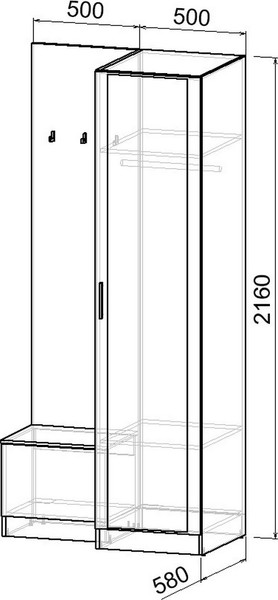 Изображение товара Секция в прихожую Интермебель Марсель-151 / МР 01-151 (шиншилла серая)