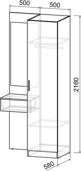 Изображение товара Секция в прихожую Интермебель Марсель-152 / МР 01-152 (шиншилла серая)