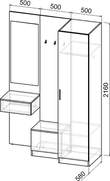 Изображение товара Секция в прихожую Интермебель Марсель-154 / МР 01-154 (графит серый)