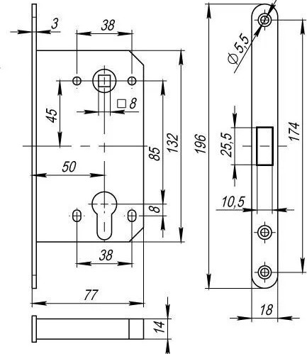 Изображение товара Комплект дверной фурнитуры Rucetti RAP 22-S BL (черный)
