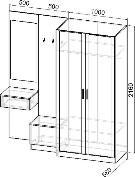 Изображение товара Секция в прихожую Интермебель Марсель-158 / МР 01-158 (шиншилла серая)