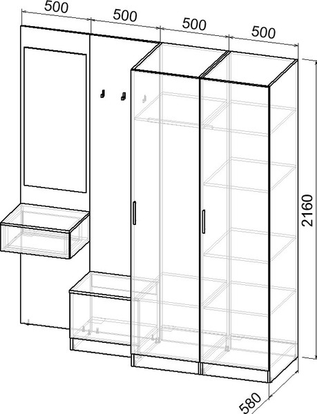 Изображение товара Секция в прихожую Интермебель Марсель-159 / МР 01-159 (кашемир)