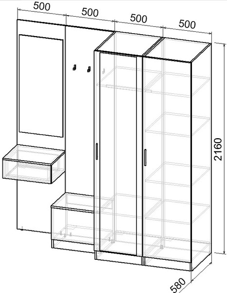 Изображение товара Секция в прихожую Интермебель Марсель-160 / МР 01-160 (белый премиум)
