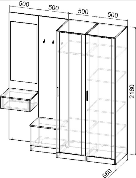 Изображение товара Секция в прихожую Интермебель Марсель-161 / МР 01-161 (шиншилла серая)