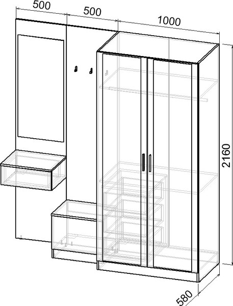 Изображение товара Секция в прихожую Интермебель Марсель-164 / МР 01-164 (графит серый)
