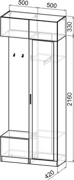 Изображение товара Секция в прихожую Интермебель Марсель-202 / МР 01-202 (дуб крафт золотой)