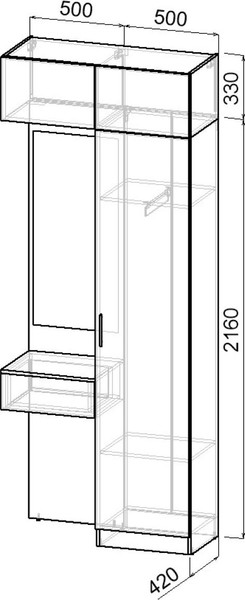 Изображение товара Секция в прихожую Интермебель Марсель-203 / МР 01-203 (дуб крафт золотой)