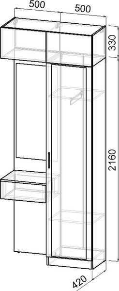 Изображение товара Секция в прихожую Интермебель Марсель-204 / МР 01-204 (графит серый)