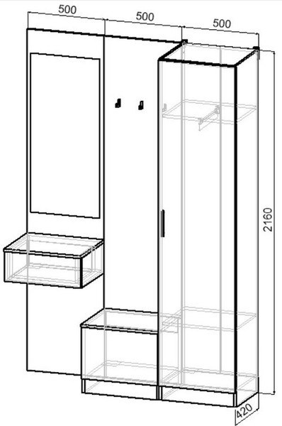 Изображение товара Секция в прихожую Интермебель Марсель-105 / МР 01-105 (белый премиум)