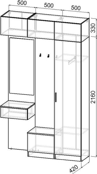 Изображение товара Секция в прихожую Интермебель Марсель-205 / МР 01-205 (графит серый)
