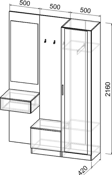 Изображение товара Секция в прихожую Интермебель Марсель-106 / МР 01-106 (белый премиум)