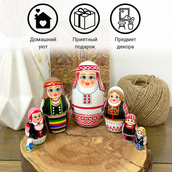 Изображение товара Матрешка сувенирная Брестская Фабрика Сувениров Традиционные строи женского костюма Беларуси / 7207