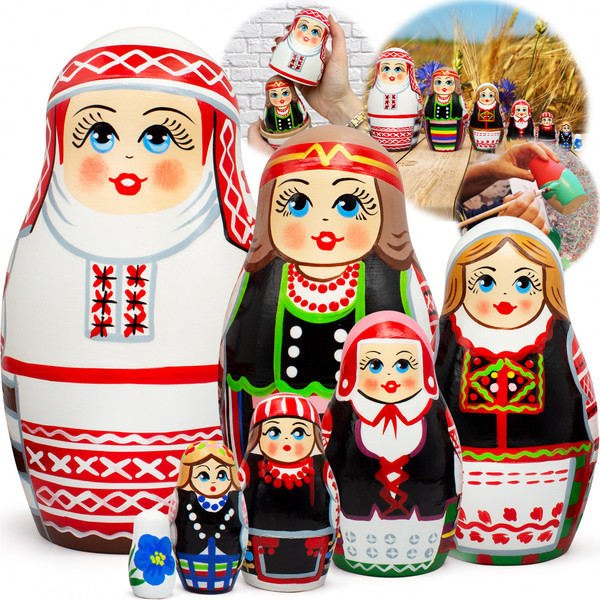 Изображение товара Матрешка сувенирная Брестская Фабрика Сувениров Традиционные строи женского костюма Беларуси / 7207