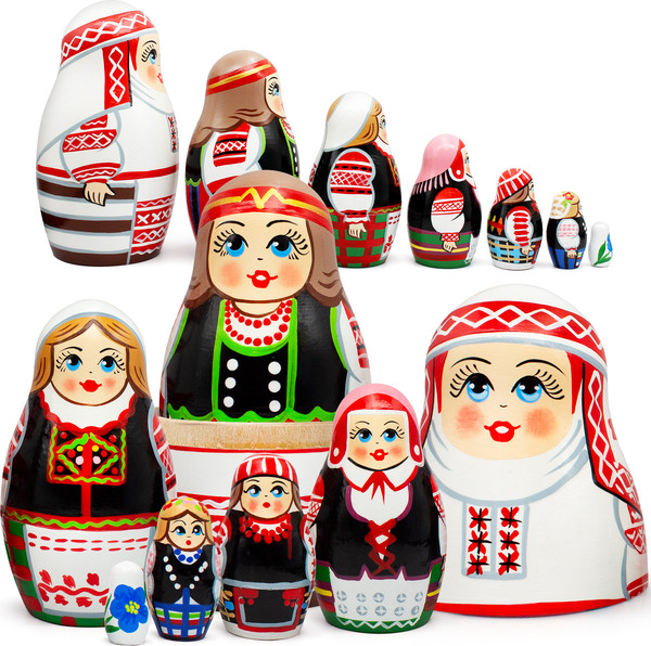 Изображение товара Матрешка сувенирная Брестская Фабрика Сувениров Традиционные строи женского костюма Беларуси / 7207