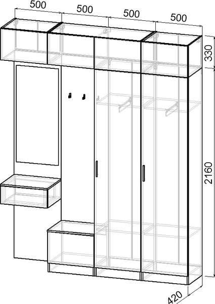 Изображение товара Секция в прихожую Интермебель Марсель-207 / МР 01-207 (шиншилла серая)