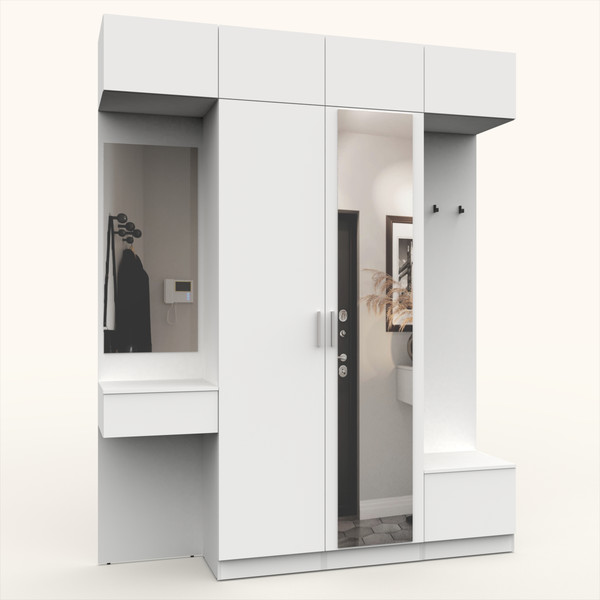 Изображение товара Секция в прихожую Интермебель Марсель-208 / МР 01-208 (белый премиум)