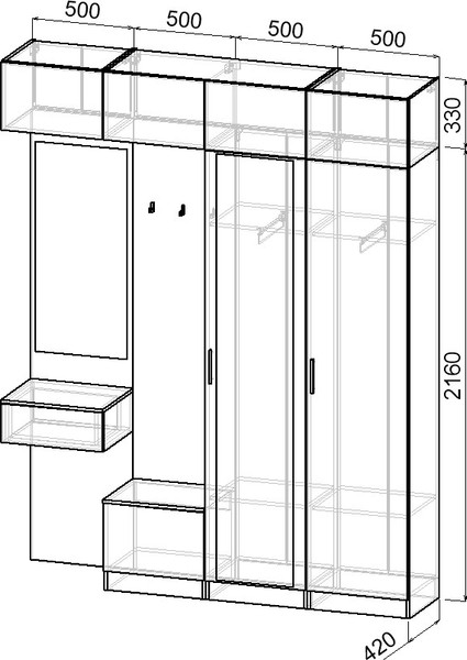 Изображение товара Секция в прихожую Интермебель Марсель-208 / МР 01-208 (шиншилла серая)